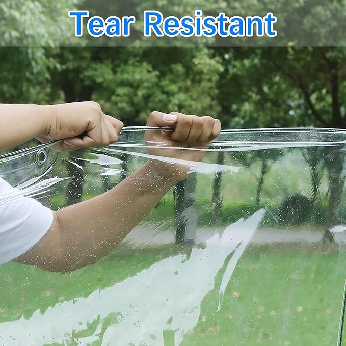 6x16ft Clear Tarp with Grommets Cover,Clear Tarpaulin Tear Waterproof Heavy Duty with Resistant PVC Vinyl Tarps,14mil Reinforced Edges Outdoor Waterproof Tarps,Greenhouse, Patio and Porch