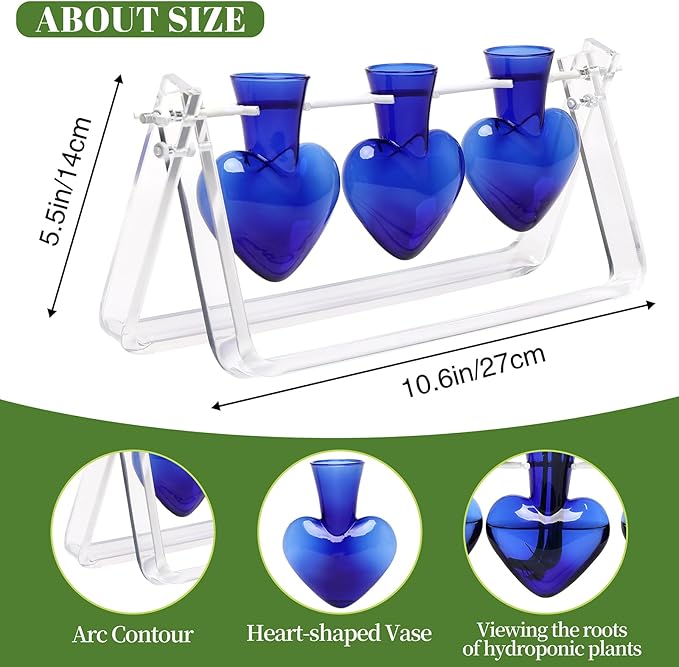 CYZglass Clear Plant Terrarium Propagation Stations with Acrylic Stand Birthday Gifts for Women Office Home Decor
