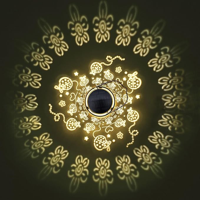 Upgraded Ladybug Solar Lanterns Outdoor Waterproof Hanging Metal Lanterns for Garden, Yard, Patio & Porch, Lucky Ladybug Birthday & Romantic Gifts for Women, Mom, Grandma