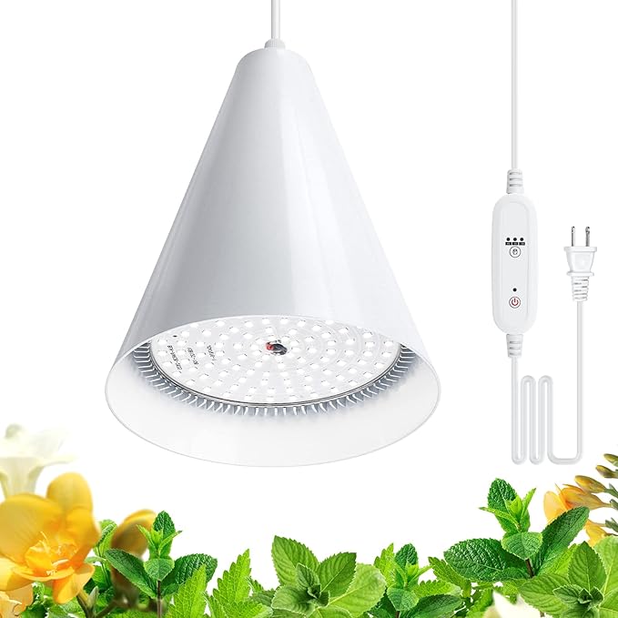 Bstrip Hanging Grow Lights for Indoor Plants-25W Full Spectrum 5000K Plant Light with 4H/9H/14H Timer& 16.4FT Power Cord for Indoor Growing, Ideal for Large Tall Plant, Garden and Flowers Greenhouse