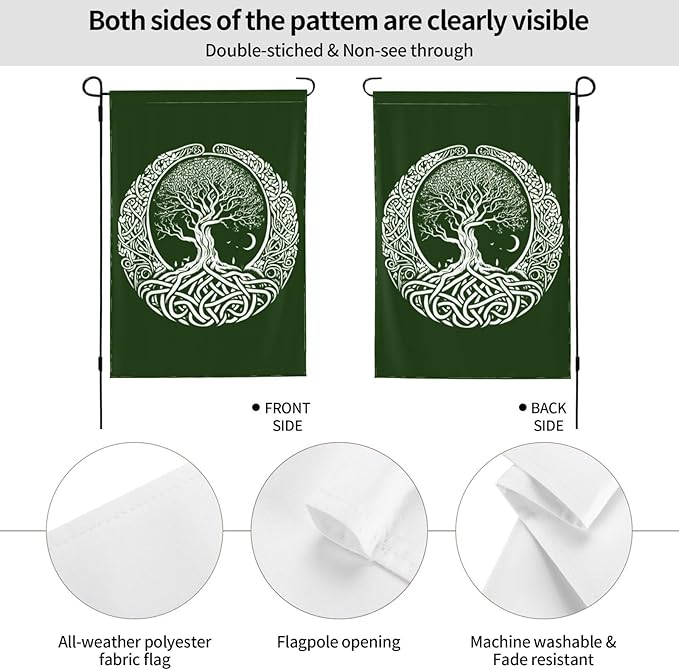 Viking Tree Garden Flag Vertical Double Sided Outdoor Yard Tree Flags 12.5x18 Inch Burlap Banners Vertical Double Sided for Outdoor Decor Lawn