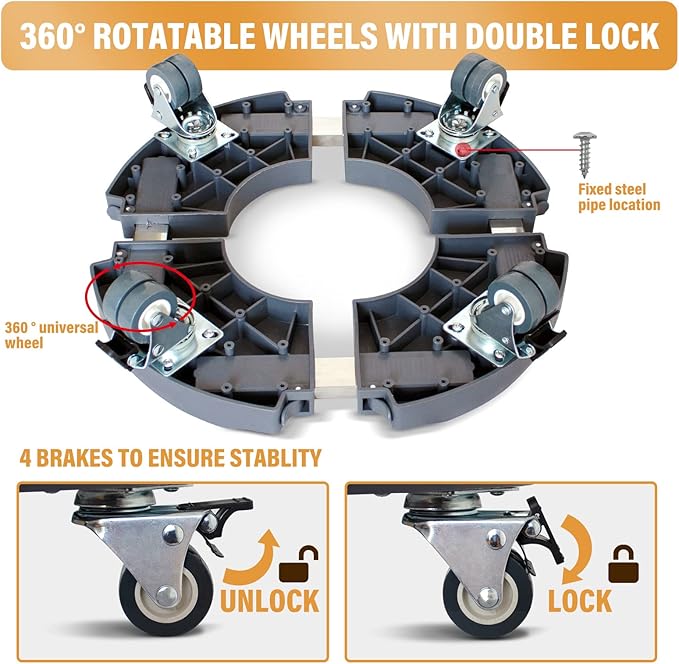 DOFIMATE 2 Pack Rolling Plant Stand with Wheels,15-21’’Adjustable Heavy Duty Plant Caddy with Wheels for Indoor Outdoor Planter Dolly Lockable
