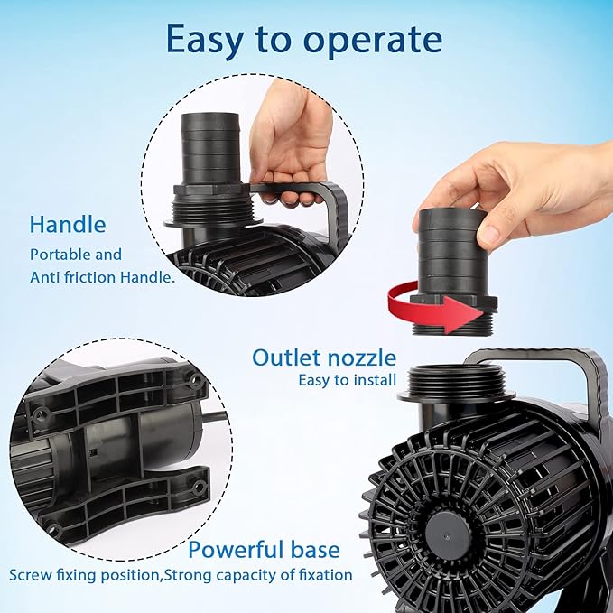 WaterRebirth (3200GPH-175W,UL listed) High Flow Large Fountain Submersible Water Pond Sump Pump Aquarium Electric Waterfall Pump Outdoor PS-3200