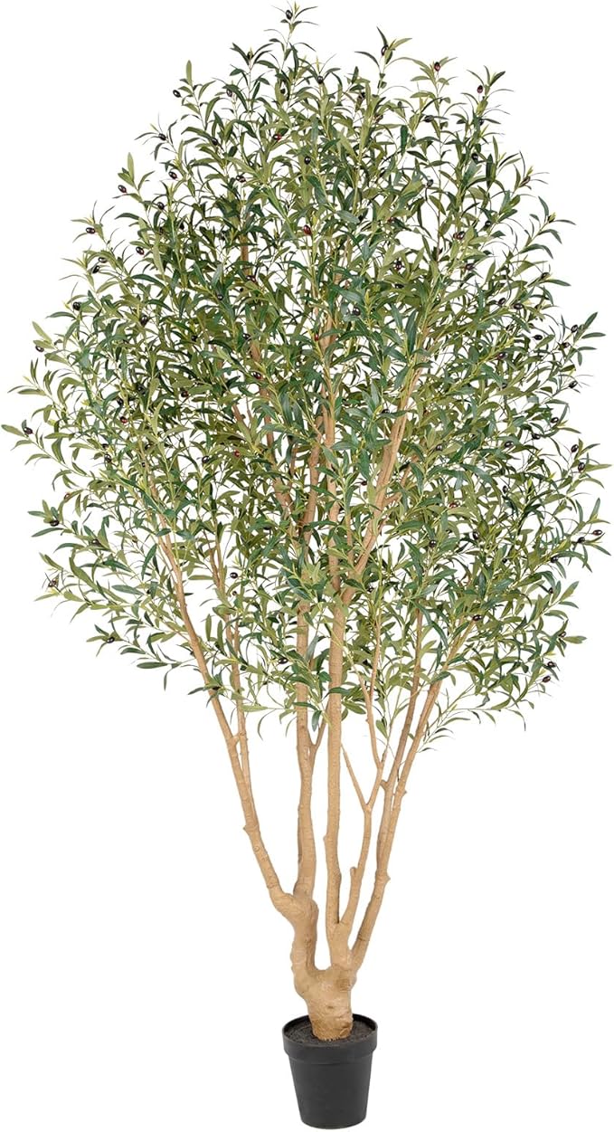 Nafresh Majestic Faux Olive Tree 9ft – Artificial Olive Tree Indoor & Outdoor with Lifelike Leaves & Textured Branches for Living Room, Office, Entryway,Patio