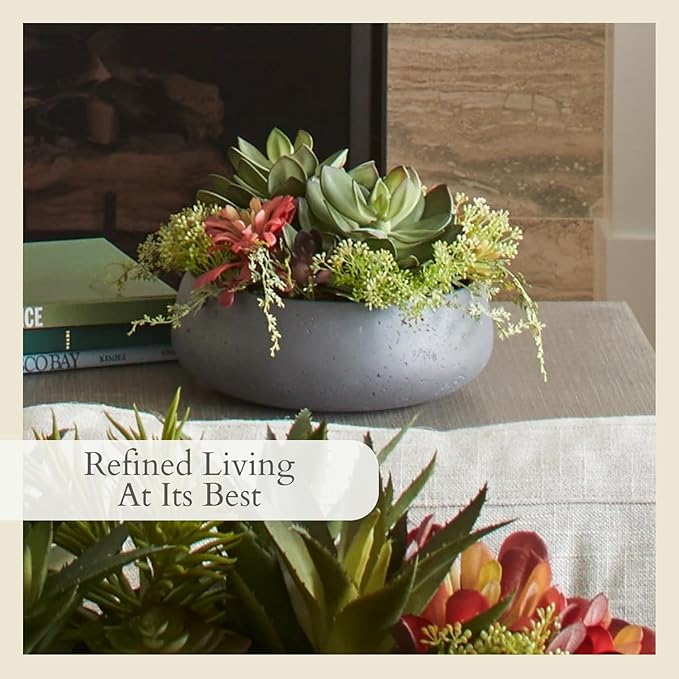 CG Hunter Faux Succulent Arrangement, Premium Artificial Indoor Plant Enhances Interior Design, Display on Any Surface in Your Home Adding an Inviting Touch of Nature, Grey Planter Pot Included