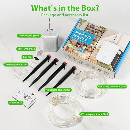 WiFi Drip Irrigation System: Automatic Watering System for Potted Plants, Smart Drip Irrigation Kits with Water Timer & App Water-Shortage Alarm, Support 10 Pots, Water Irrigation System for Garden