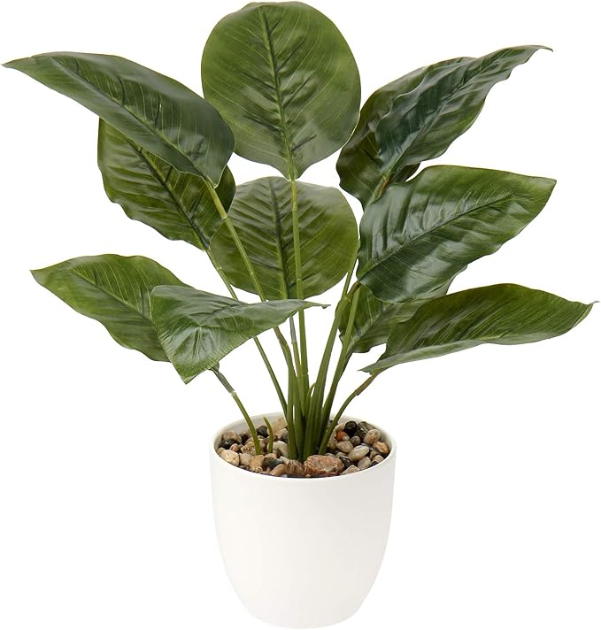 Briful Fake Fern Plants 18'' Fake Potted Plant Artificial Floor Plants with White Pot for Home Office Indoor Decoration Faux Fern Tropical Plants