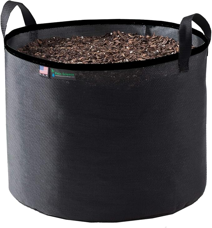 Grow Bag 25 Gallon, Planting Pots - Colorful Plant Grow Bags Pots Gardening Vegetable - Air Pruning Mesh Fabric Plant Container - (Black/Black)