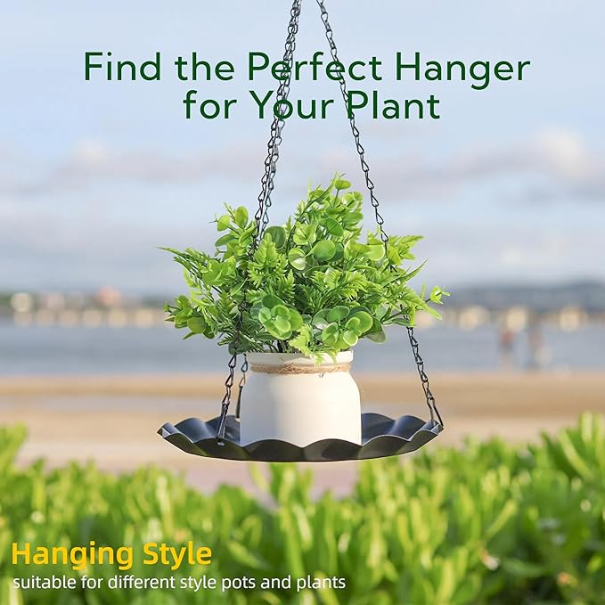ZYUXUAN Hanging Planter for Indoor Outdoor, Plant Hanger, Hanging Plant Holder, Plant Pot Shelf Basket for Window Wall Ceiling Garden with Chains and Hooks, 2Pcs (Wavy Round)