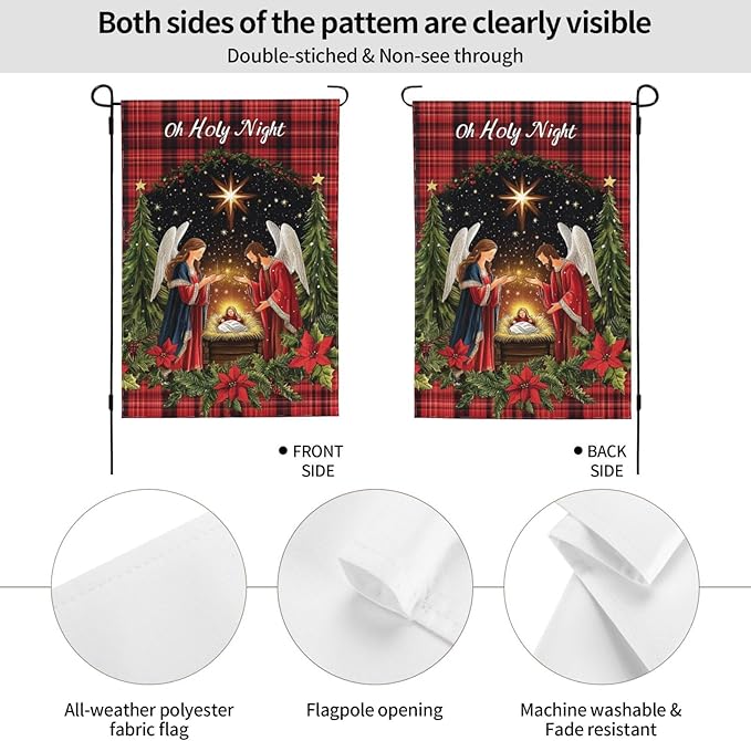 Christian Christmas Garden Flag 12x18 Inch Double Sided All-Weather Polyester Outdoor Flag For Patio Lawn Yard And Garden Welcome Decor