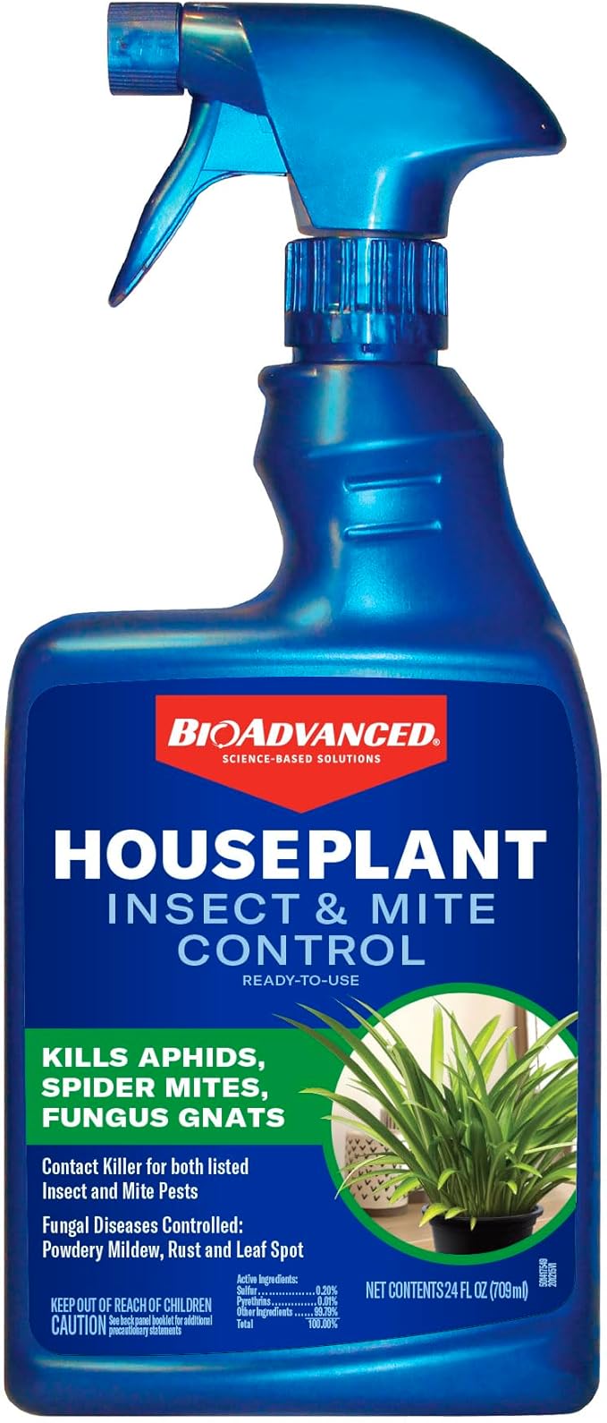 BioAdvanced Houseplant Insect & Mite Control, Ready-to-Use Fungul Disease & Fungus Gnats Killer, 24 oz