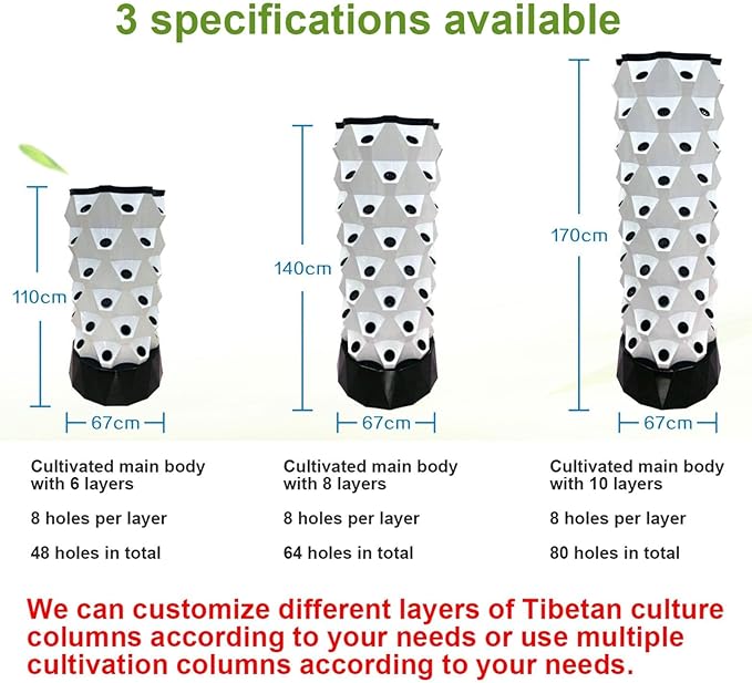 Vertical Hydroponic Tower Garden,Indoor and Outdoor Hydroponic Growing Kit, DIY Soilless Growing, with 48/64/80 Growing Points for Growing Herbs, Fruits and Vegetables,6layers