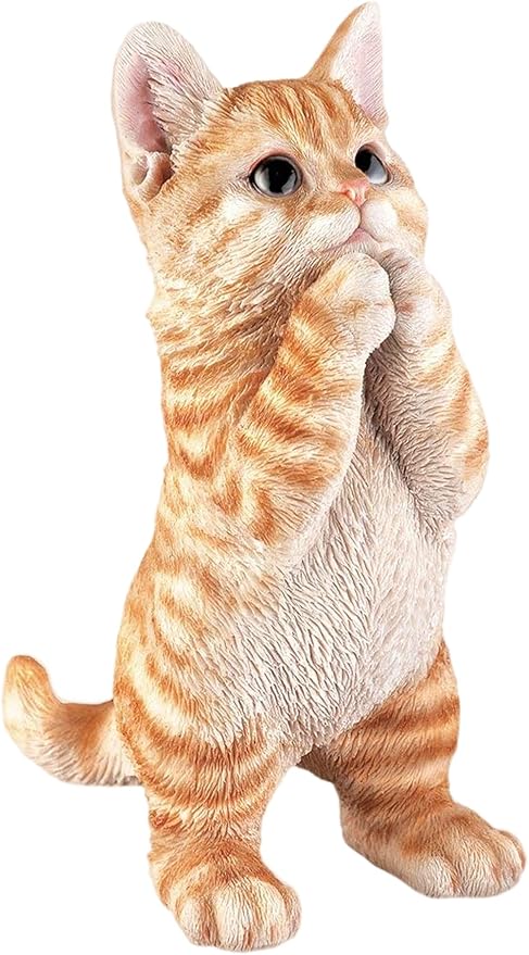 Outdoor Cat Statue Garden Decoration,Cute Prayer Orange Cat Figurine Art Interior Office Home Décor,Animal Resin Sculpture Art Decoration For Garden Yard Lawn,Resin Cat Figurine For Cat Lovers