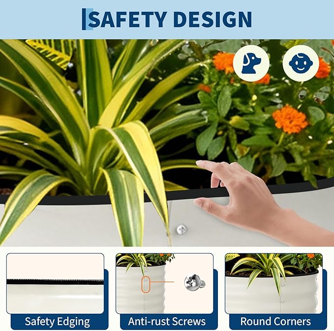 2 Pack Galvanized Raised Garden Beds - 6x3x2ft Planter Box for Vegetables, Flowers, Rust-Resistant Garden Box, Easy Assembly Raised Beds, Durable Planters for Outdoor Plants, Beige