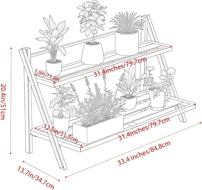 DHYGOTFUR Deluxe 2-Tier Aluminum Plant Stand Indoor/Outdoor, Weather-Resistant Flower Pot Rack, Stylish & Lightweight Plant Stands for Garden, Balcony & Living Room
