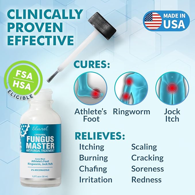 Ebanel Athletes Foot Treatment Extra Strength, Antifungal Cream for Foot Fungus, with Miconazole, Undecylenic Acid & Tea Tree Oil, Fast Itch Relief, Treats fungal Infection Leading to toenail Fungus