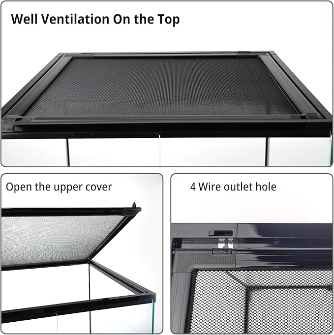 waazoorep 30 Gallon Tall Reptile Glass Tank Terrarium 18"x18"x24" Large Habitat Enclosure for Gecko,Lizard,Chameleon,Frog,Snake,No Install Needed and Come with Tank Background