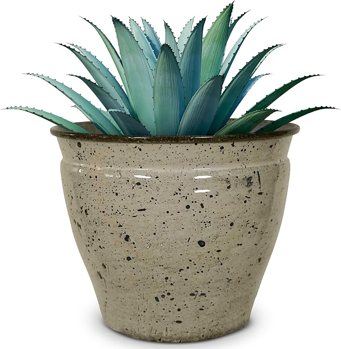 Headwind Riverside Collection – 12" Chamois Glazed Decorative Plant Pots Indoor with Drainage & Outdoor - Modern Flower Pot Weather-Resistant Lightweight Planter by Robert Allen