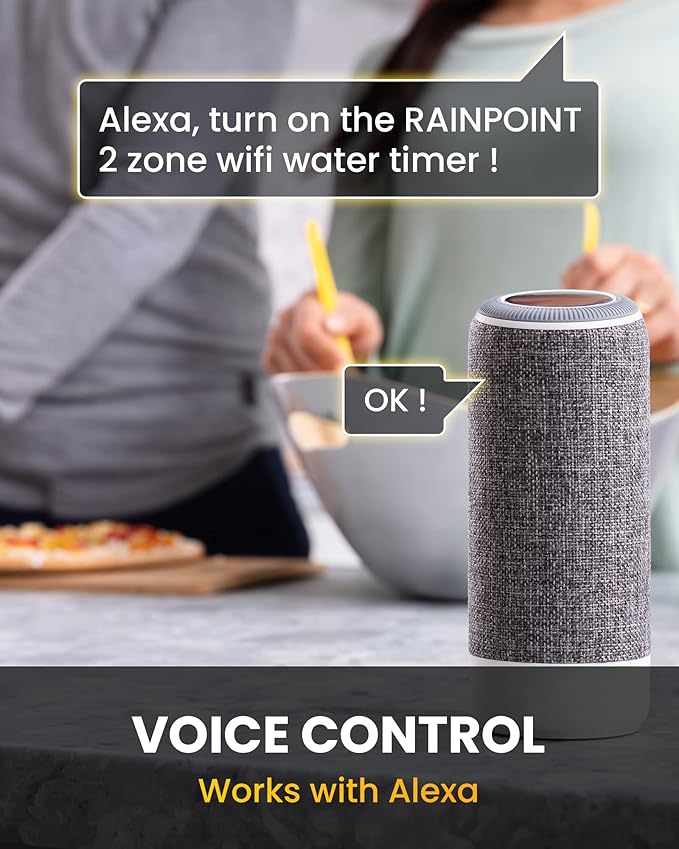 RAINPOINT WiFi Hose Timer, Smart Water Timer for Garden, Drip Irrigation Controller System with Wi-Fi Hub Automatic Manual Watering, Alexa APP Voice Control