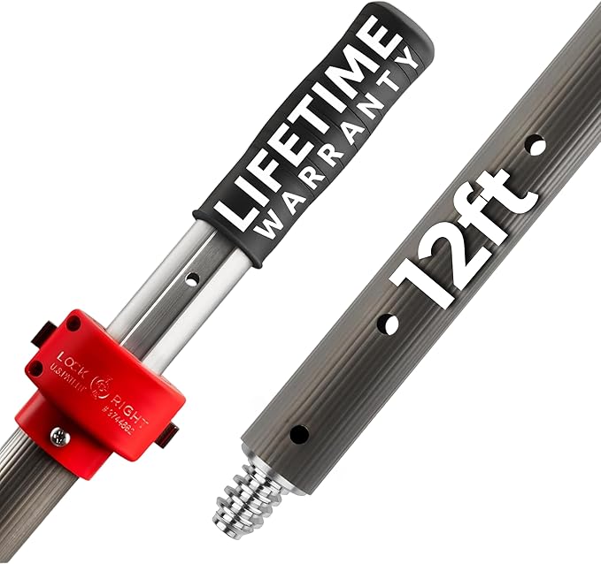 ProTuff Products - 12ft Telescoping Pole Never Sticks or Slips - Totally Covered by Our 490 Promise - A Truly Pro-Grade, Telescopic, All Purpose, Long Paint Roller Extension Pole for Painting, Etc.