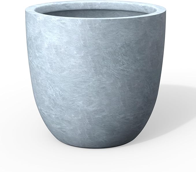 Kante Round Concrete Planter, Large Outdoor Indoor Garden Pots with Drainage Hole, 18-Inch Diameter Flower Pots for Patio, Garden and Home, Slate Gray