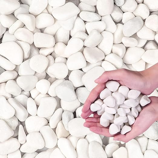 Lechloris 10Ib Snow White River Rock- Decorative Pebbles for Plants - River Rocks for Outdoor Landscaping- 0.3"-0.8" inch Polished Stones for Stones for Aquarium, Home Decor,Garden Decor