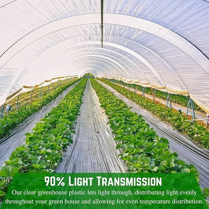Farm Plastic Supply - 4 Year Clear 6 mil Greenhouse Plastic Sheeting - Clear Sheeting, Polyethylene Film, Transparent Plastic Film for Greenhouse (40' x 110')