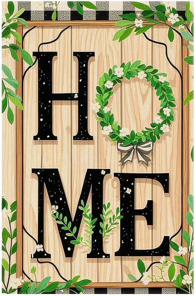 Spring Garden Flags 12x18 Double Sided Flag Garden Decor HOME with Greenery and Floral Accents Spring Gardens Flags For Outside Springs Decor Outdoor Yard Decoration