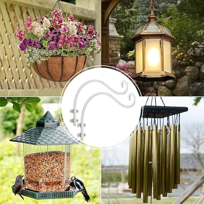 Maosen 16 Inch Plant Hangers Outdoor 2 Pack White, Heavy Duty Plant Hanging Bracket Hook for Flowers Baskets Planter Pots Bird Feeder Lanterns Wind Chimes Outdoor Indoor