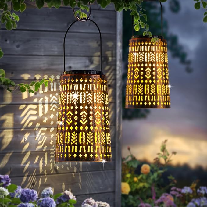 Solar Lanterns Outdoor Waterproof, Hanging Solar Lantern Garden Decor, Decorative Lights for Yard, Patio, Lawn, Porch, Unique Housewarming Gifts (Garden)