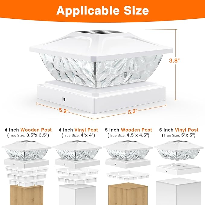 ENSLI 12 Pack Solar Post Cap Lights, 2 Mode Bright Solar Post Lights Outdoor Waterproof, Outdoor Post Lights Solar Powered Deck Lights for 4x4 4.5x4.5 5x5 Posts in Garden Decor