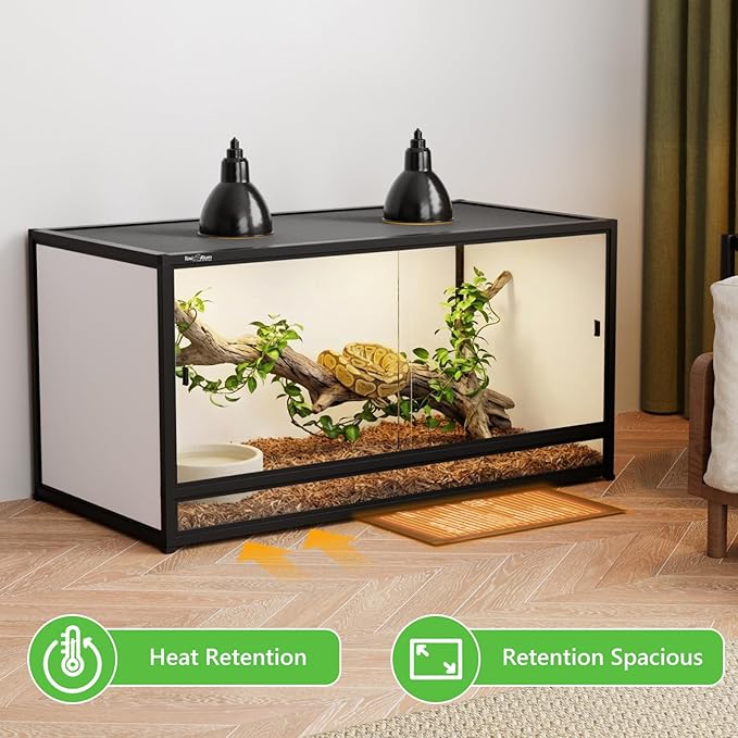 120 Gallon Bearded Dragon Tank, 48" x 24" x 24" PVC Reptile Enclosure with Front Sliding Door, Top Ventilation, Easy Cleaning
