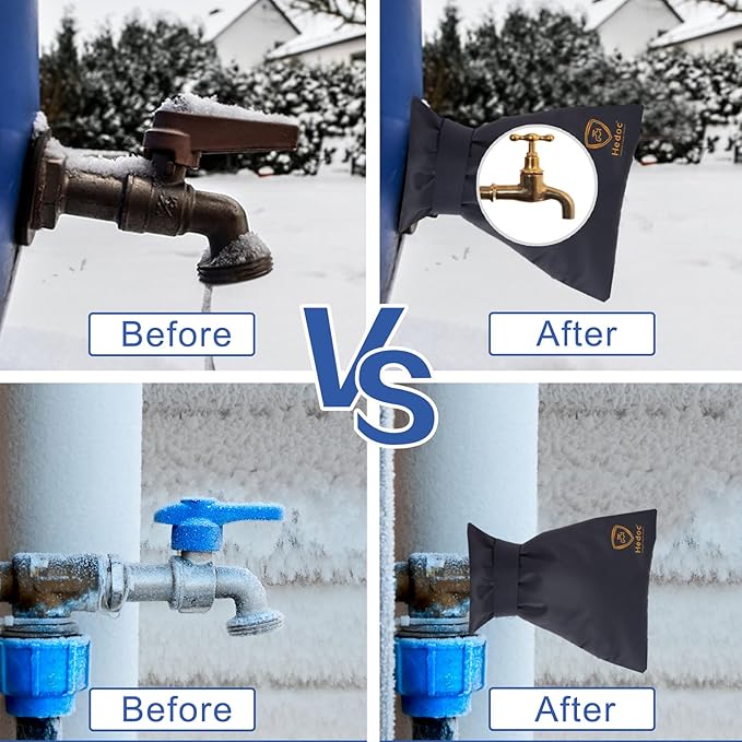 Hedoc Pro Outdoor Faucet Covers for Winter Freeze Protection, 4 Pack 6'' W x 8.2'' H Winter Faucet Insulation Cover Socks, Hose Bib Covers for Winter (Faucet Cover 4 Pack)