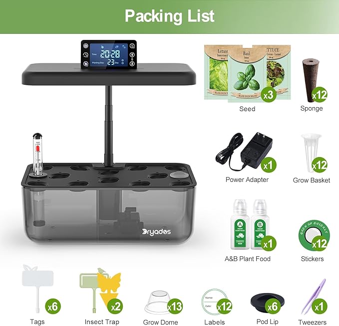 Hydroponics Growing System Kit with Seeds: 12 Pods Indoor Herb Garden Kit with LED Grow Light Plant Germination Kit Aeroponic Healthy Fresh Herbs Vegetables Hydroponic Planter for Home Kitchen Office