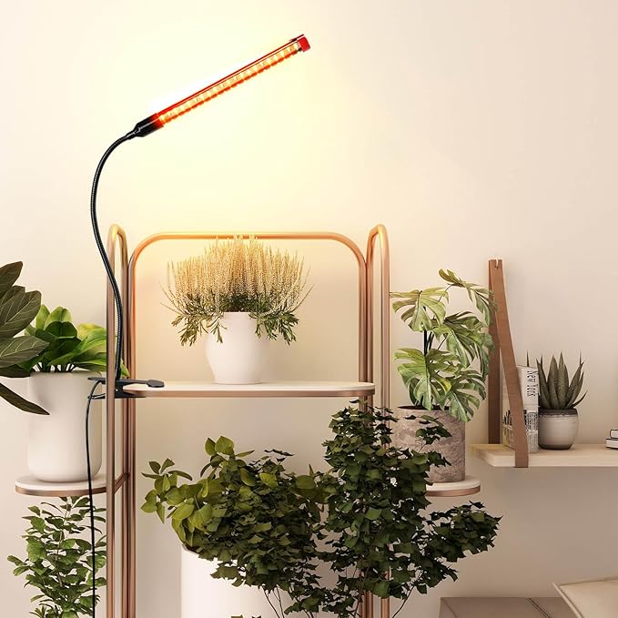 JINHONGTO 2Pack 9 Watt Clip Grow Lights for Indoor Plants with Timer, Mini Pot Plant Grow Light, Full Spectrum Small Bonsai Grow Light, Bright Enough Plant Growing Lamps