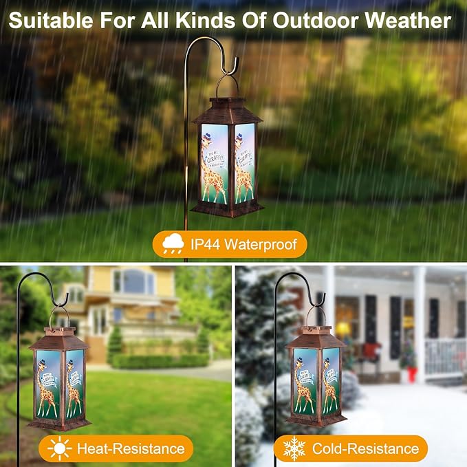 Solar Lanterns for Garden Decor,Waterproof Design Ideal Birthday Gifts for Women, Mom, and Grandma Solar LED Hanging Lights for Yard, Patio, Lawn, and Porch(Giraffes)