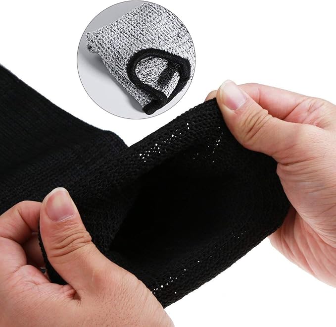 CAWANFLY Protective Arm Sleeves, Level 5 Protection Cut Resistant Sleeve with Thumb Hole (Black)