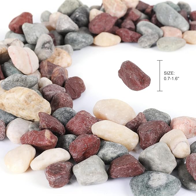 Ausluru 11lbs Natural River Rocks, Polished Pebbles for Plants Garden, 1-2 inch Decorative Countryside Stones, Ideal for Fish Tank, Vases, Crafting, Garden Landscaping Rocks,Countryside