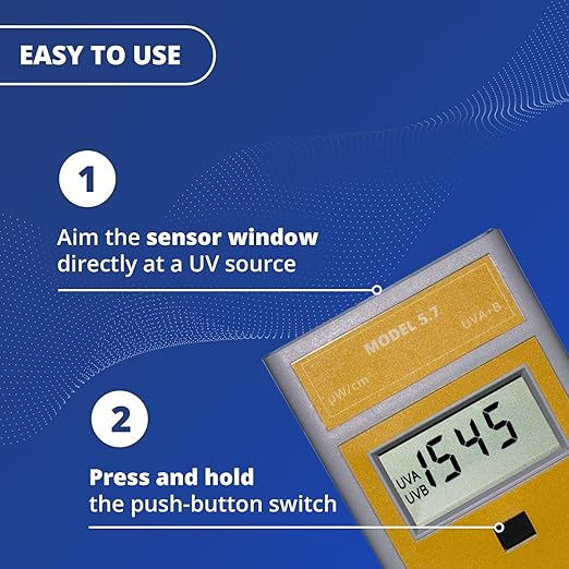 Solarmeter Model 5.7 Sensitive UVA & UVB Total UV Light Meter, Handheld Digital Radiometer and Light Bulb Tester for Measuring Ultraviolet Light, 0-1999 μW/cm², Made in USA