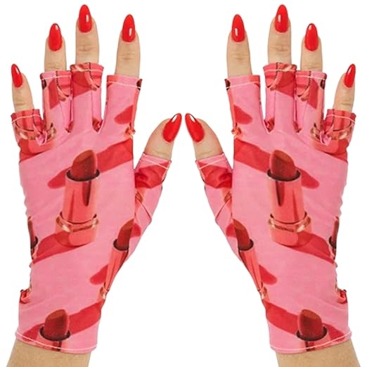 ManiGlovz -The Original Dermatologist Recommended UPF 50+ UV Protective Manicure and Sunblock Fingerless Gloves, Sun Protection, Driving and Gel Manicure Gloves in Rouge a Levres