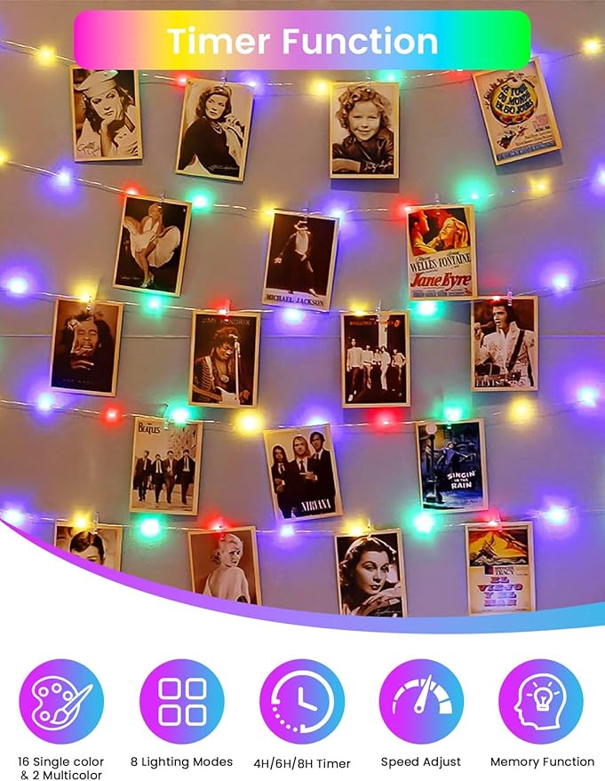RGB Color Changing 33Ft 100LED Christmas Fairy Lights Battery Operated, Waterproof String Lights USB Powered with Timer for Indoor & Outdoor,18 Colors and Multicolor for Girl's Bedroom Christmas Decor