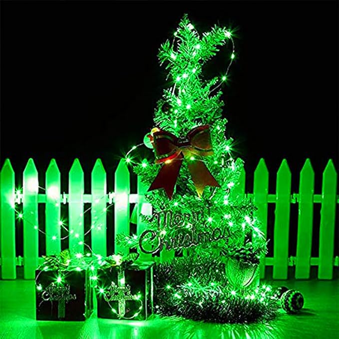 LAMPHOME 33Ft 100 LED Green St Patricks Day Fairy Lights with16 Lighting Modes, Waterproof Twinkle Firefly Lights,String Mini Light Plug in for Indoor Outdoor Tree Garden Party Decoration