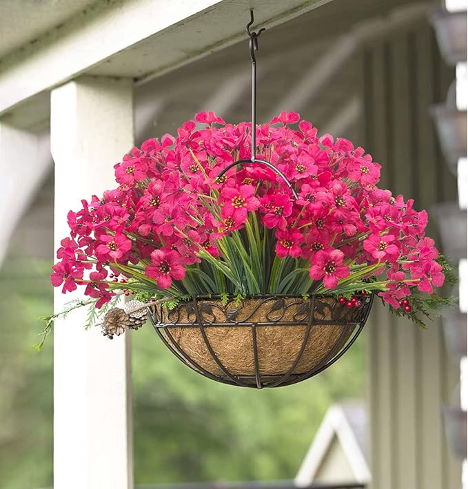 Grunyia 20 Bundles Artificial Flowers, Outdoor Indoor UV Resistant Fake Flowers No Fade Faux Plastic Plants Garden Porch Window Box Decoration