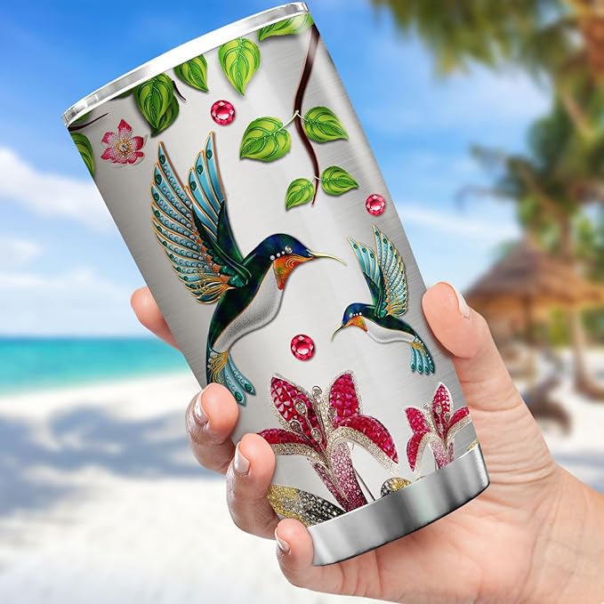 KOIXA Hummingbird Coffee Tumbler Birthday Gifts For Women Teens Friends Adults Animal Lovers Travel Mug With Lid Insulated Cup Cold Steel Tumblers Inspirational Quotes Jewelry Styles