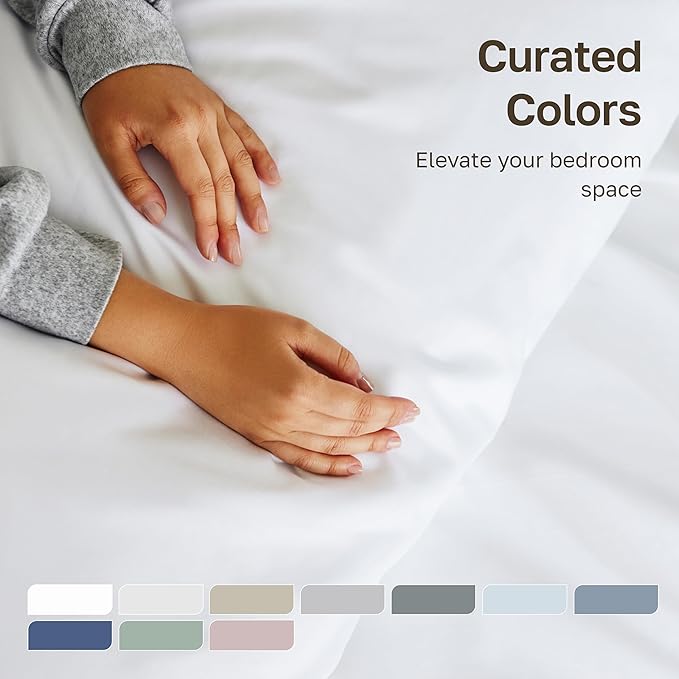 100% Egyptian Cotton Bedsheets, California King Bed Sheets, Certified Authentic Luxury Bedding Sheets & Pillowcases Set, Deep Pocket, Breathable Sateen Bedsheets for Hot Sleepers, Light Grey Sheets