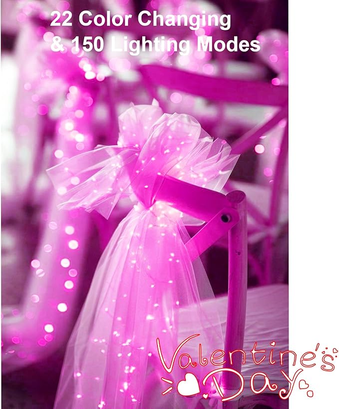 2 Pack Fairy Lights Battery Operated, 66Ft 200 LED RGB Color Changing & 2700K Warm White Twinkle Lights with 150 Scence Modes Silver Wire Mini Light for Bedroom Garden Wedding Decor