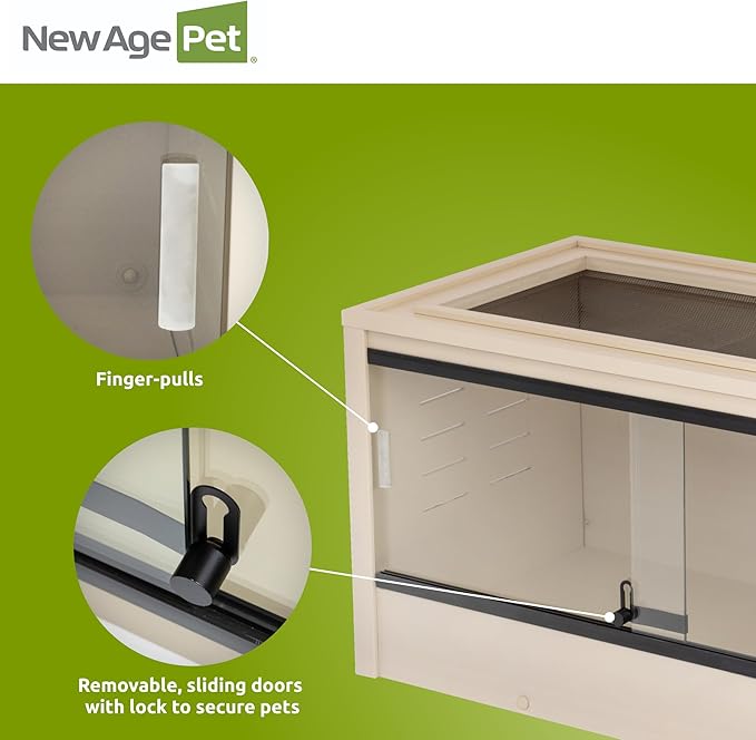 New Age Pet ECOFLEX 36" Wide Medium Reptile Habitat, Mojave Lounge for Snakes, Tortoises & Lizards in Maple, Black & Grey, Easy Assembly, Sliding Glass Doors & Mesh Top
