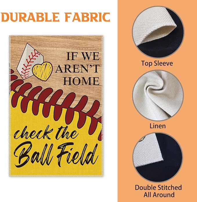 Hafhue If We Aren't Here Check The Ball Field Baseball Sport Garden Flags Outdoor Farmhouse Decorations Waterproof Double Sided Printing 12x18 In, Funny Gift for Baseball Lovers