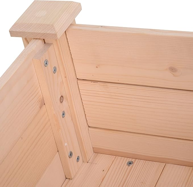 Outsunny Raised Garden Bed with Legs, 34" x 18" x 30", Elevated Wooden Planter Box, Self-Draining with Bed Liner for Vegetables, Herbs, and Flowers Backyard, Patio, Balcony Use, Natural