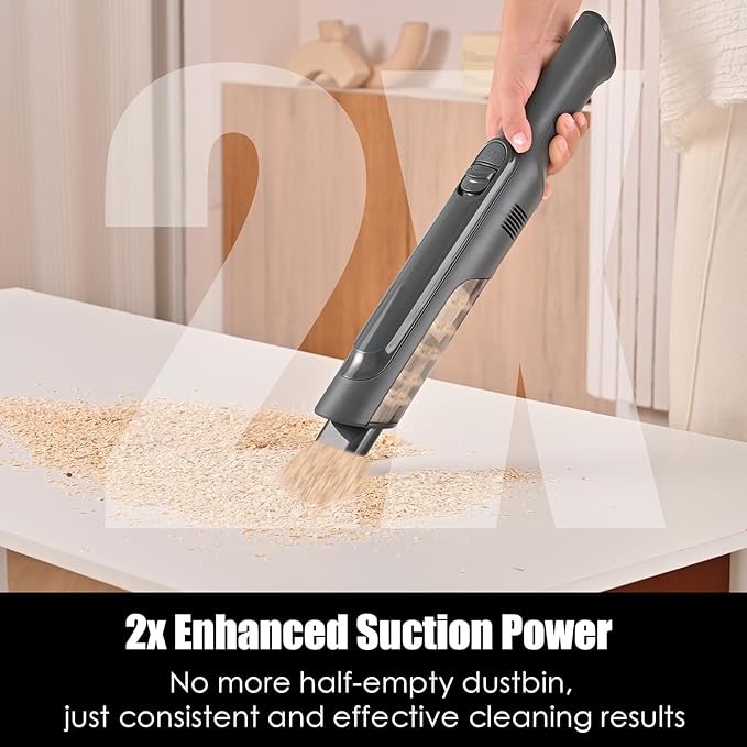 Handheld Vacuum Cordless, Lightweight 1.4lb with Powerful Suction, Charging Dock, Single Touch Empty and Detachable Dust Cup, Portable Mini Car Vac for Home Office and Pet Hair (Dark Grey)